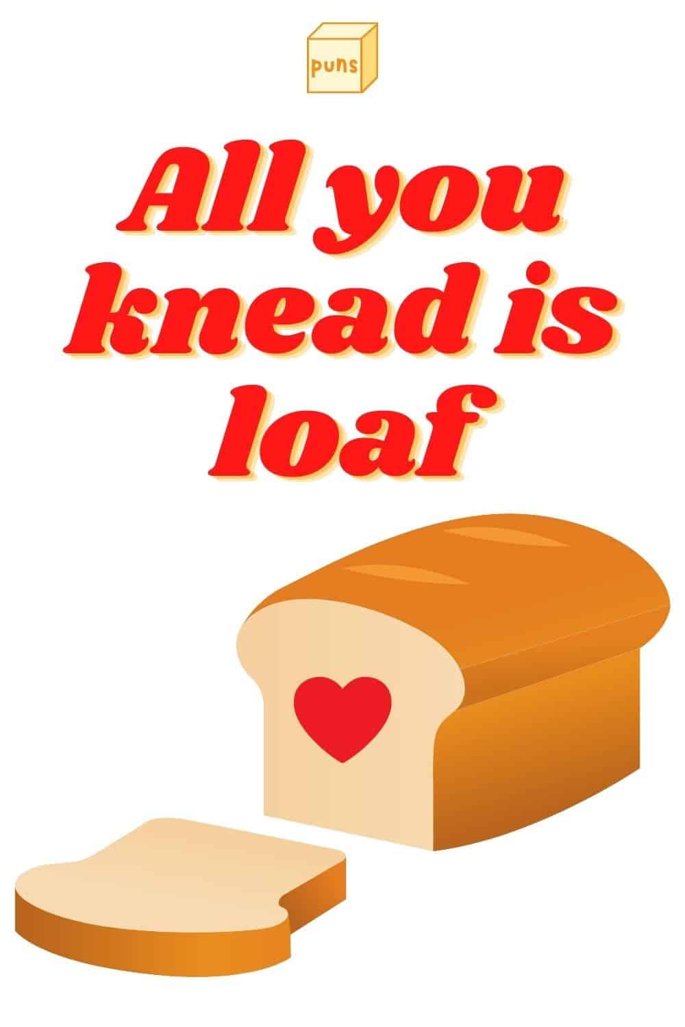 Loaf of bread with a heart and text.