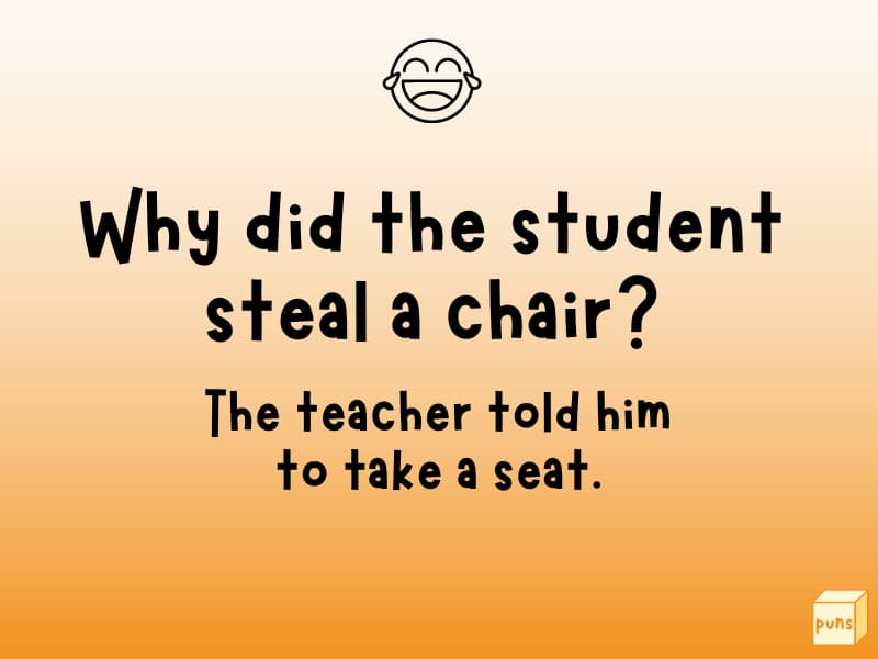 Joke about a student stealing a chair.