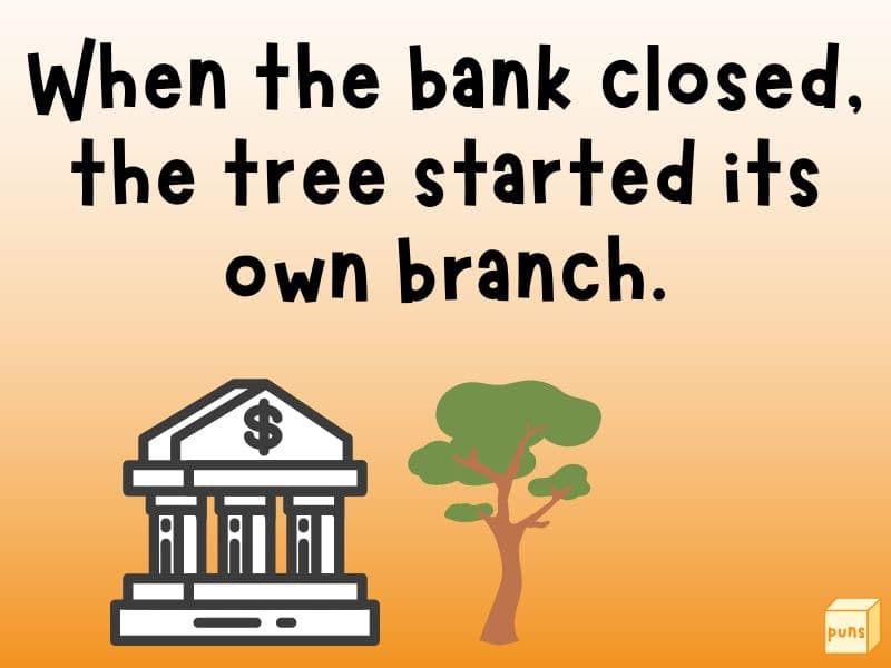 Bank and tree graphic.