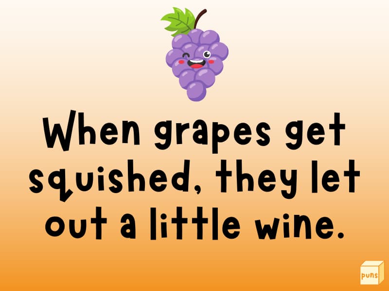 Grape with a winking face.